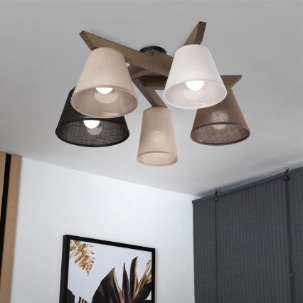 Brilagi - LED Plafonski luster ANTHONY 5xE14/40W/230V hrast-orah