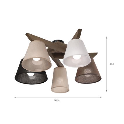 Brilagi - LED Plafonski luster ANTHONY 5xE14/40W/230V hrast-orah