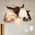Brilagi - LED Plafonski luster ANTHONY 5xE14/40W/230V, hrast-orah