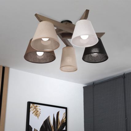Brilagi - LED Plafonski luster ANTHONY 5xE14/40W/230V, hrast-orah