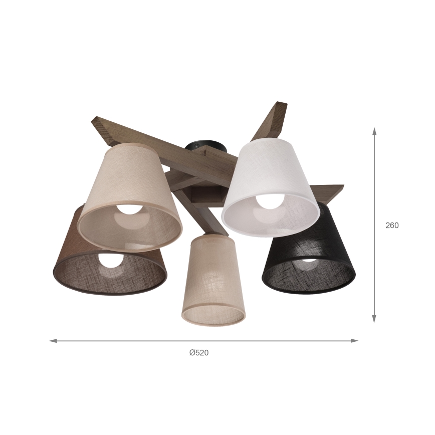 Brilagi - LED Plafonski luster ANTHONY 5xE14/40W/230V, hrast-orah