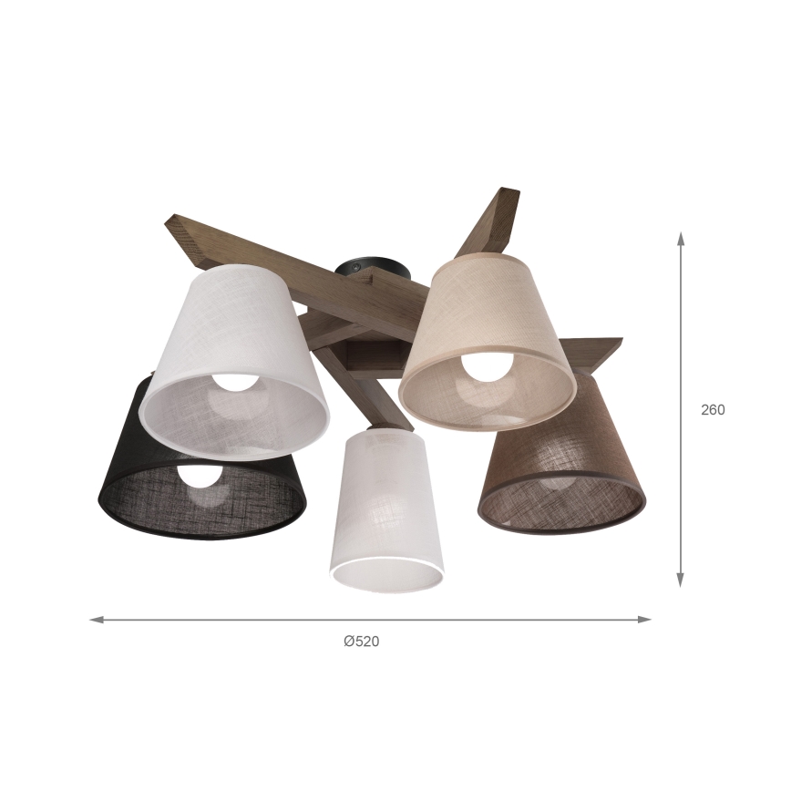 Brilagi - LED Plafonski luster ANTHONY 5xE14/40W/230V hrast/orah