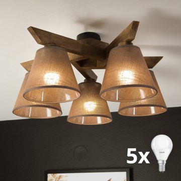Brilagi - LED Plafonski luster ANTHONY 5xE14/40W/230V hrast/orah/smeđa
