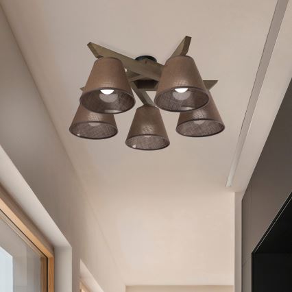 Brilagi - LED Plafonski luster ANTHONY 5xE14/40W/230V hrast/orah/smeđa