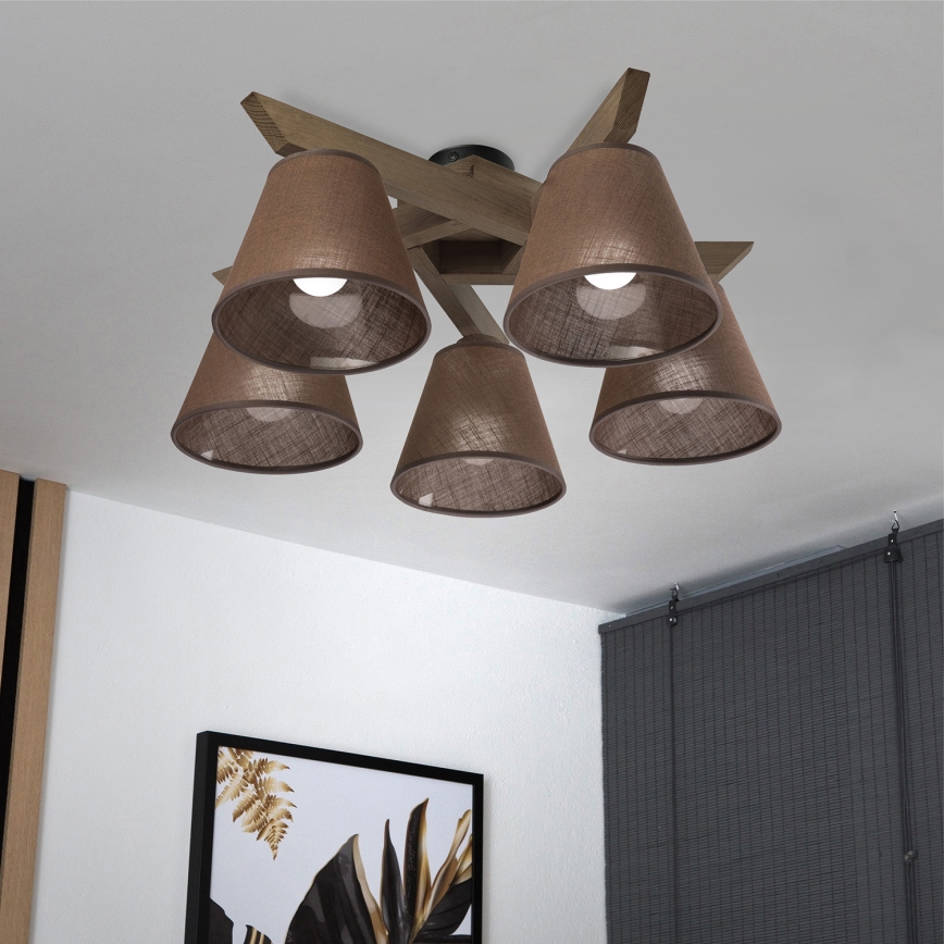 Brilagi - LED Plafonski luster ANTHONY 5xE14/40W/230V hrast/orah/smeđa
