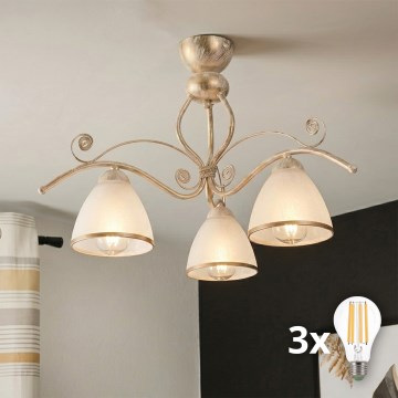 Brilagi - LED plafonski luster ANTICO 3xE27/60W/230V 3000K bela patina
