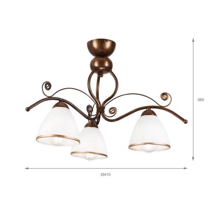 Brilagi - LED plafonski luster ANTICO 3xE27/60W/230V bronza patina