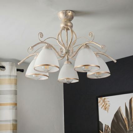 Brilagi - LED plafonski luster ANTICO 5xE27/60W/230V 3000K bela patina