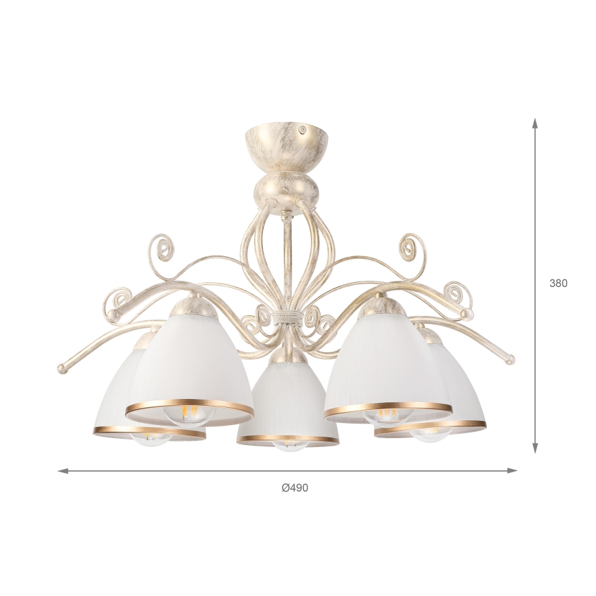 Brilagi - LED plafonski luster ANTICO 5xE27/60W/230V 3000K bela patina