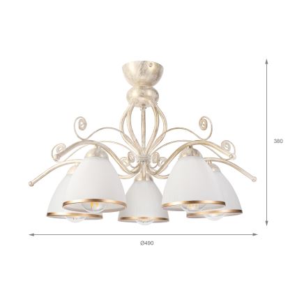 Brilagi - LED plafonski luster ANTICO 5xE27/60W/230V 3000K bela patina