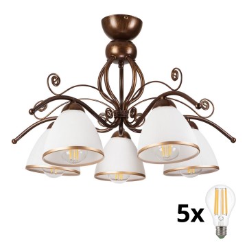 Brilagi - LED plafonski luster ANTICO 5xE27/60W/230V bronza patina