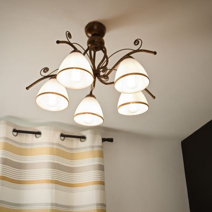 Brilagi - LED plafonski luster ANTICO 5xE27/60W/230V bronza patina