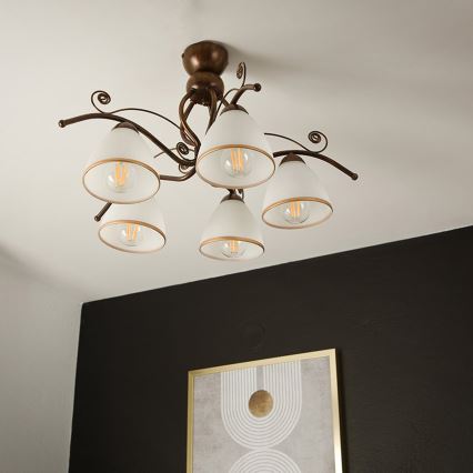 Brilagi - LED plafonski luster ANTICO 5xE27/60W/230V bronza patina