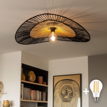 Brilagi - LED plafonski luster CERIA BOHO 1xE27/40W/230V prečnik 50 cm crna/braon/hrast