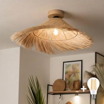 Brilagi - LED plafonski luster CERIA BOHO 1xE27/40W/230V prečnik 70 cm ratan/hrast
