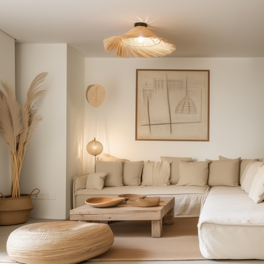 Brilagi - LED plafonski luster CERIA BOHO 1xE27/40W/230V, prečnik 70 cm, ratan