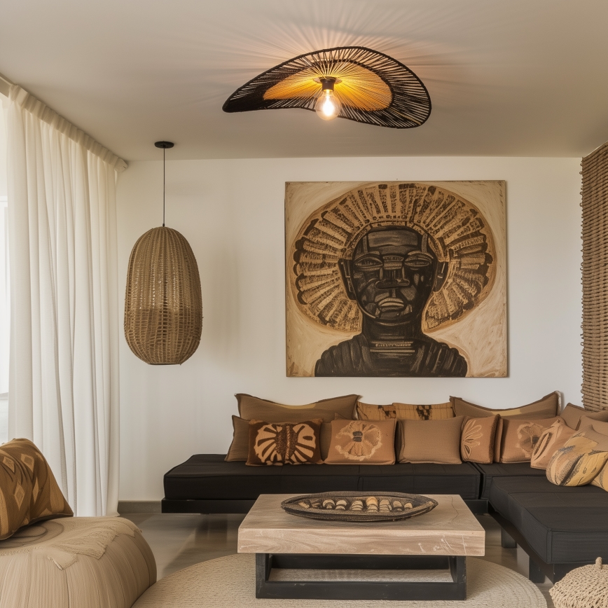 Brilagi - LED plafonski luster CERIA BOHO 1xE27/40W/230V prečnik 80 cm crna/smeđa