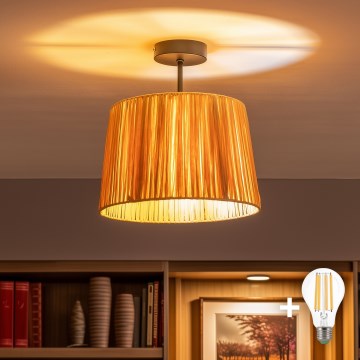 Brilagi - LED plafonski luster CERIA BOHO 1xE27/60W/230V Ø 30 cm crna/rafija
