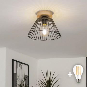 Brilagi - LED plafonski luster CERIA WIRE 1xE27/40W/230V prečnik 21 cm crna/hrast