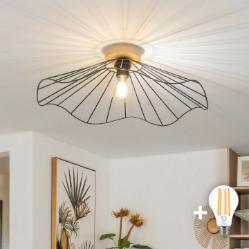 Brilagi - LED plafonski luster CERIA WIRE 1xE27/40W/230V prečnik 60 cm crna/hrast