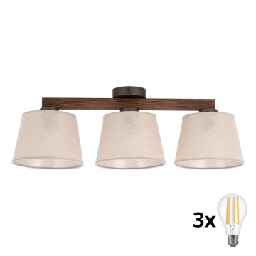 BRILAGI - LED plafonski luster LATTE 3xE27/15W/230V borovina/bež