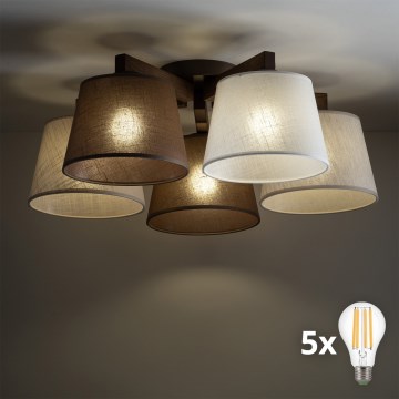 BRILAGI - LED plafonski luster LATTE 5xE27/15W/230V borovica/mix