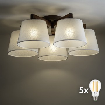BRILAGI - LED Plafonski luster LATTE 5xE27/15W/230V borovina/bela