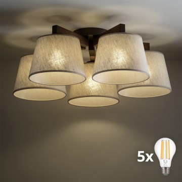 BRILAGI - LED plafonski luster LATTE 5xE27/15W/230V borovina/krem