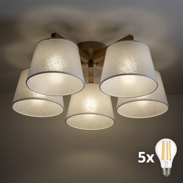 BRILAGI - LED Plafonski luster LATTE SABIA 5xE27/15W/230V borovina/bela