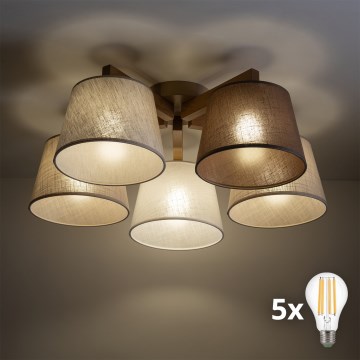 BRILAGI - LED Plafonski luster LATTE SABIA 5xE27/15W/230V borovina/mix