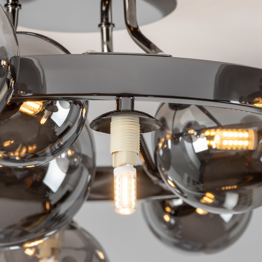 Brilagi - LED plafonski luster MILLA 10xG9/3W/230V crni hrom/zadimljeno staklo