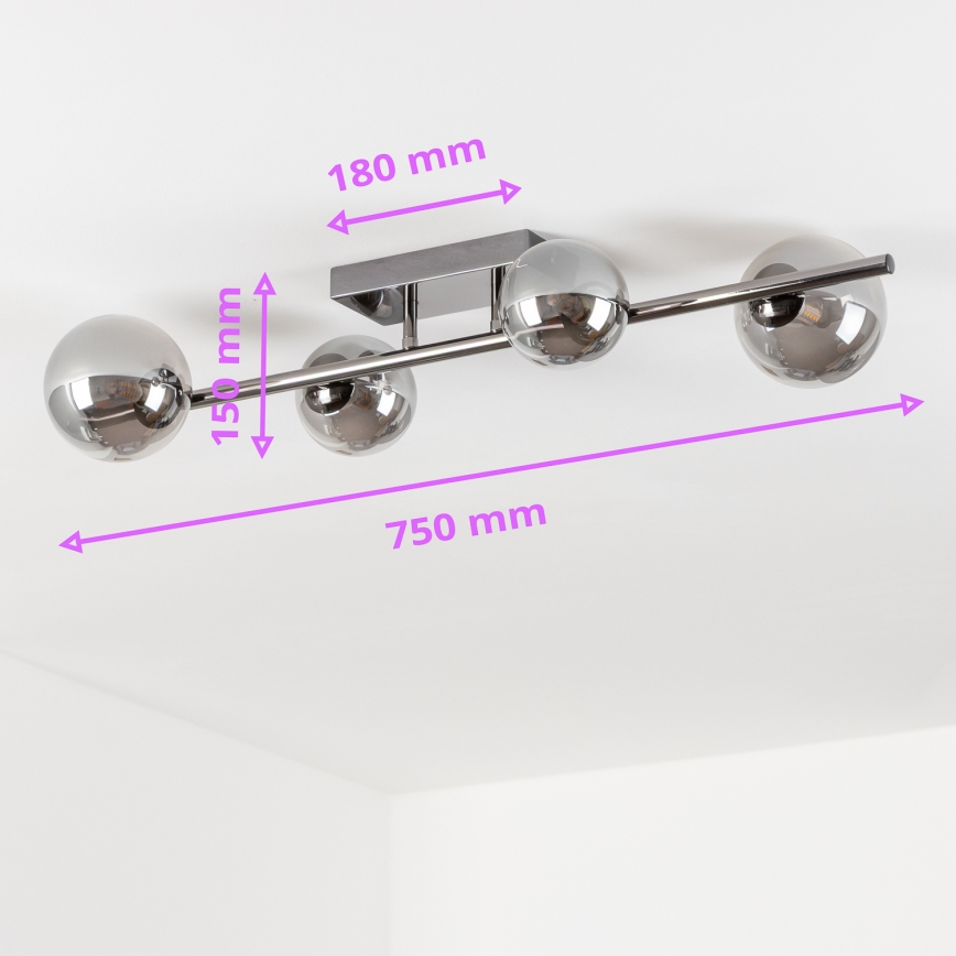 Brilagi - LED plafonski luster MILLA 4xG9/3W/230V crni hrom/zadimljeno staklo