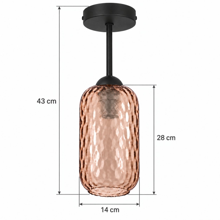 BRILAGI - LED stropni luster RETRO GLASS 1xE27/60W/230V Ø 14 cm crna/dimljeno braon