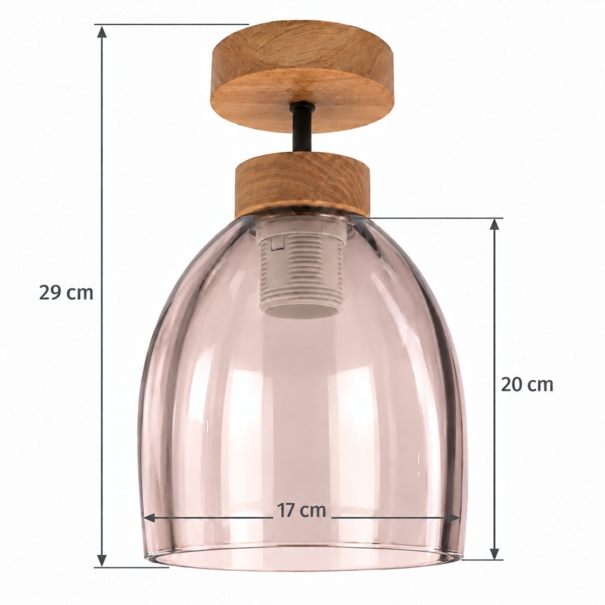 BRILAGI - LED plafonski luster RETRO GLASS 1xE27/60W/230V prečnik 17 cm hrast/zadimljeno bež
