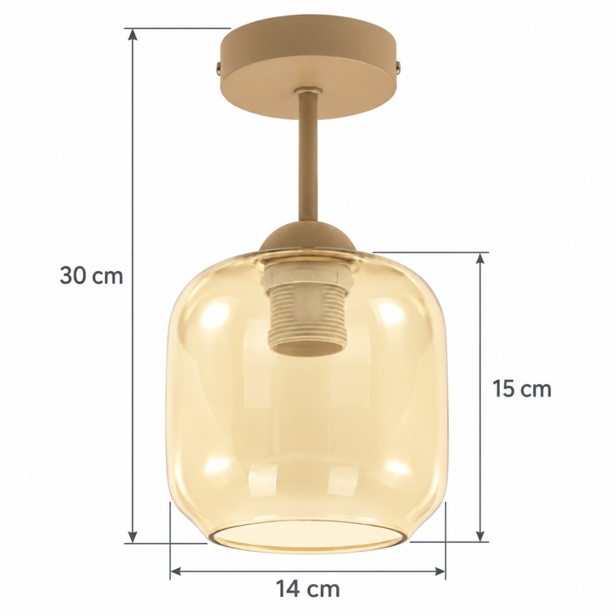 BRILAGI - LED plafonski luster RETRO GLASS 1xE27/60W/230V prečnik 14 cm bež / zadimljena bež