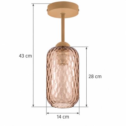 BRILAGI - LED plafonski luster RETRO GLASS 1xE27/60W/230V Ø 14 cm bež/zadimljeno braon