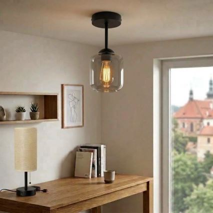 BRILAGI - LED plafonski luster RETRO GLASS 1xE27/60W/230V prečnik 14 cm crna/zadimljeno siva