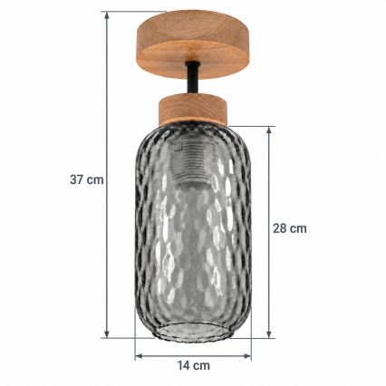 BRILAGI - LED Plafonski luster RETRO GLASS 1xE27/60W/230V pr. 14 cm hrast/dimljena siva