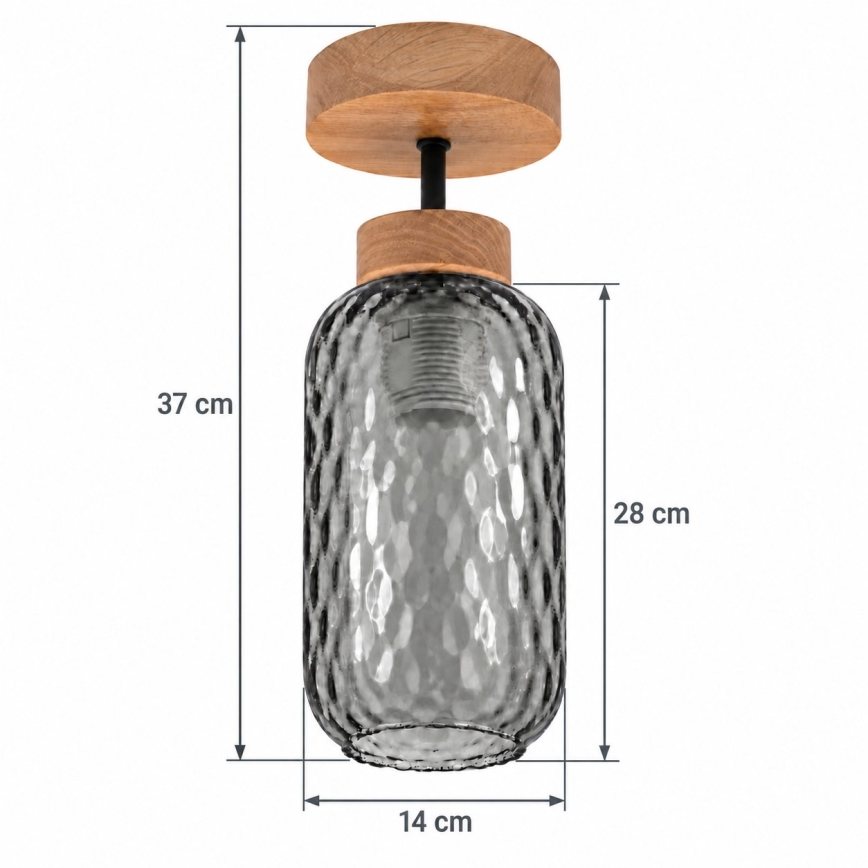 BRILAGI - LED Plafonski luster RETRO GLASS 1xE27/60W/230V pr. 14 cm hrast/dimljena siva