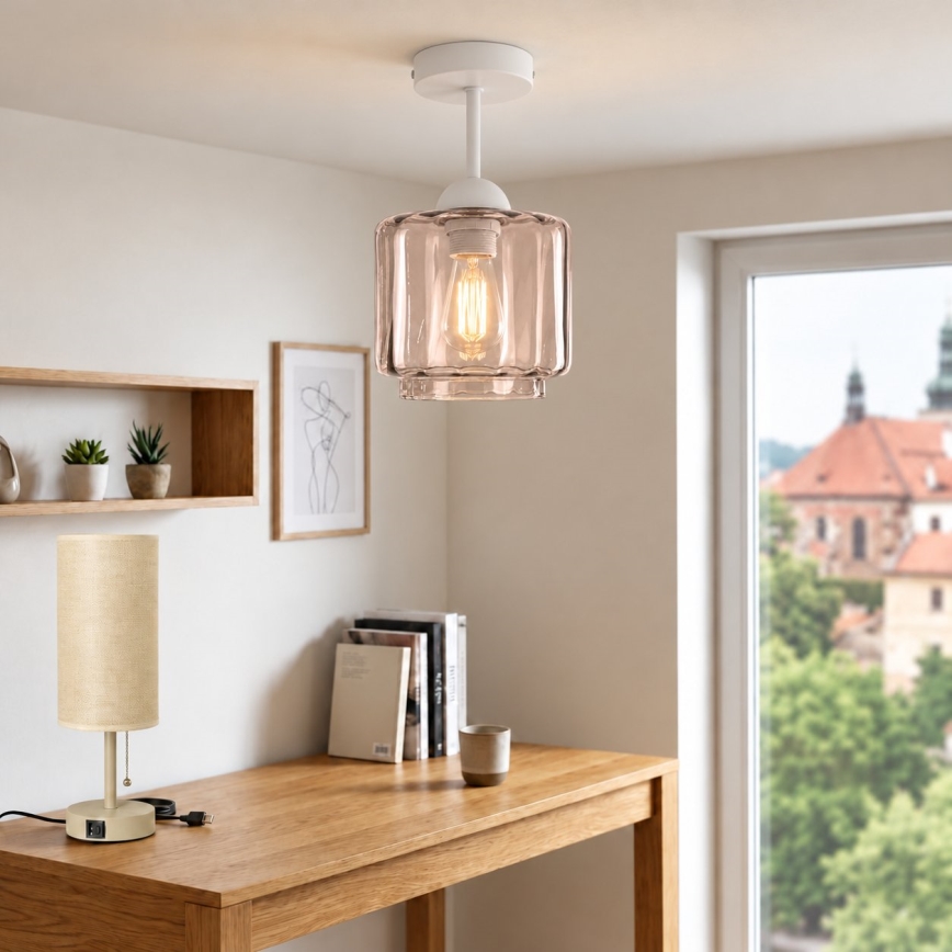 BRILAGI - LED plafonski luster RETRO GLASS 1xE27/60W/230V Ø 15 cm bela/dimljeno bež