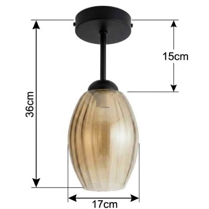BRILAGI - LED Plafonski luster RETRO GLASS 1xE27/60W/230V Ø 17 cm crna/zadimljeno bež