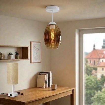 BRILAGI - LED plafonski luster RETRO GLASS 1xE27/60W/230V prečnik 17 cm bela/dimljena bež