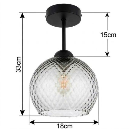 BRILAGI - LED Plafonjera RETRO GLASS 1xE27/60W/230V Ø 18 cm crna/zadimljena siva