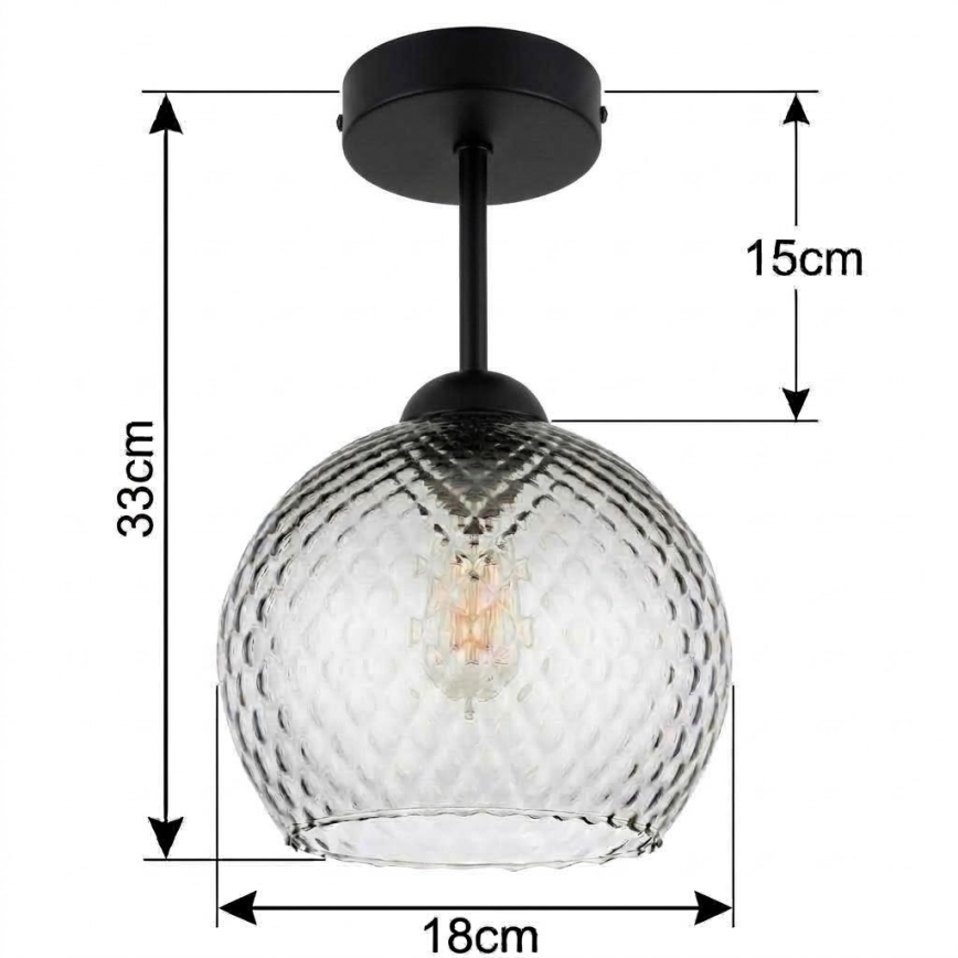 BRILAGI - LED Plafonjera RETRO GLASS 1xE27/60W/230V Ø 18 cm crna/zadimljena siva