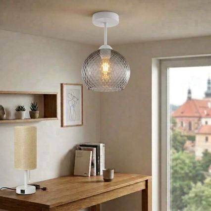 BRILAGI - LED plafonski luster RETRO GLASS 1xE27/60W/230V prečnik 25 cm bela/zadimljeno-siva