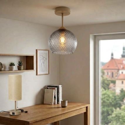 BRILAGI - LED plafonski luster RETRO GLASS 1xE27/60W/230V Ø 25 cm bež/dimna siva