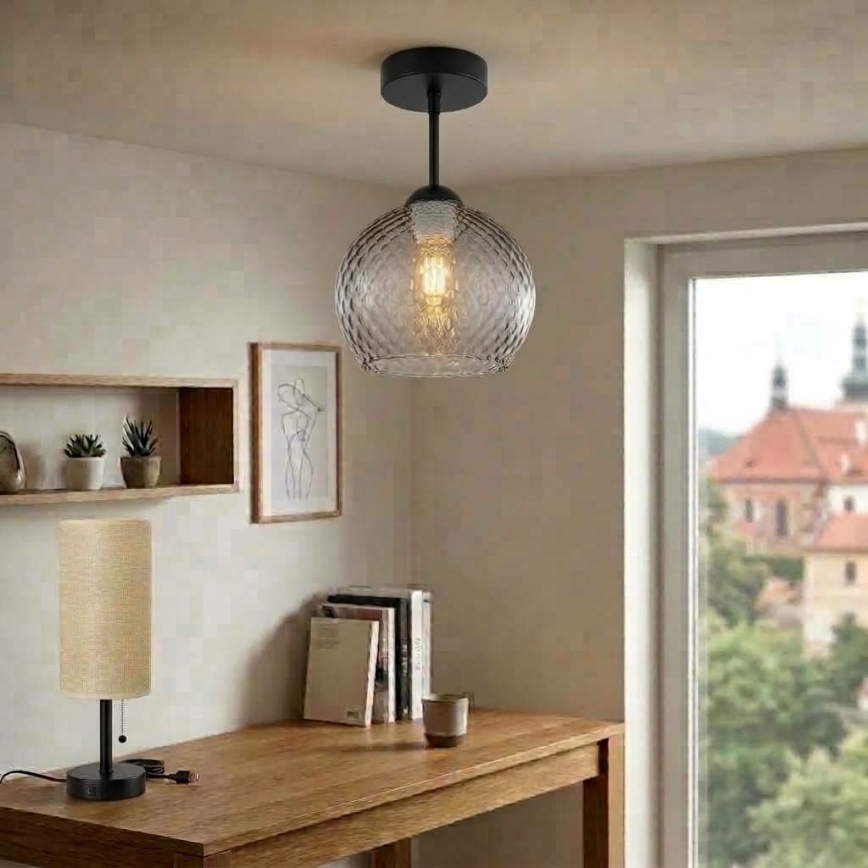 BRILAGI - LED nadgradni luster RETRO GLASS 1xE27/60W/230V Ø 25 cm crna/dimljeno-siva