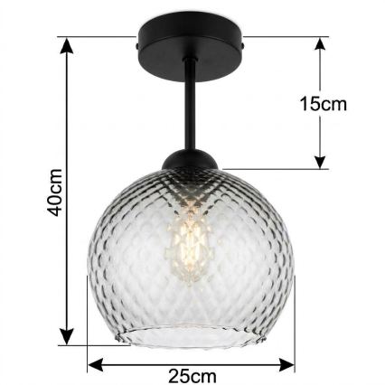 BRILAGI - LED nadgradni luster RETRO GLASS 1xE27/60W/230V Ø 25 cm crna/dimljeno-siva