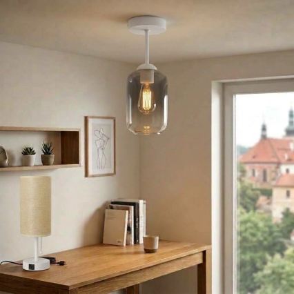 BRILAGI - LED plafonski luster RETRO GLASS 1xE27/60W/230V prečnik 14 cm bela/dimljeno siva