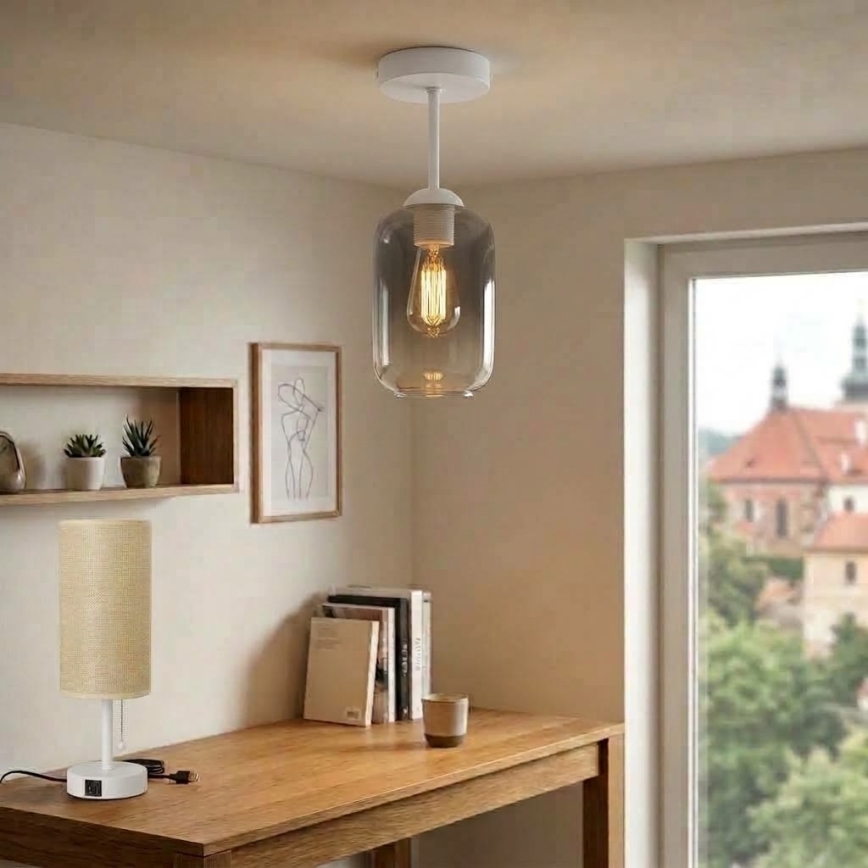 BRILAGI - LED plafonski luster RETRO GLASS 1xE27/60W/230V prečnik 14 cm bela/dimljeno siva